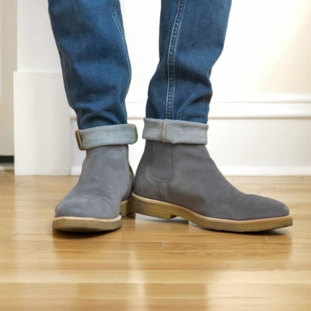 COMMON PROJECTS Suede Chelsea Boots, Gray, 41 EU 8 US, $530